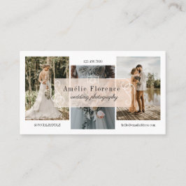 Tarjeta De Visita Fotógrafo Boda con placa rosa de pergamino con cla