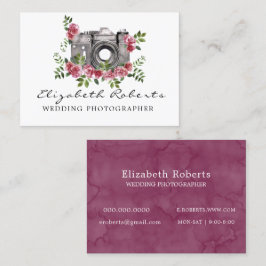 Tarjeta De Visita Fotógrafo Boda de cámara floral de la Moda de Mars