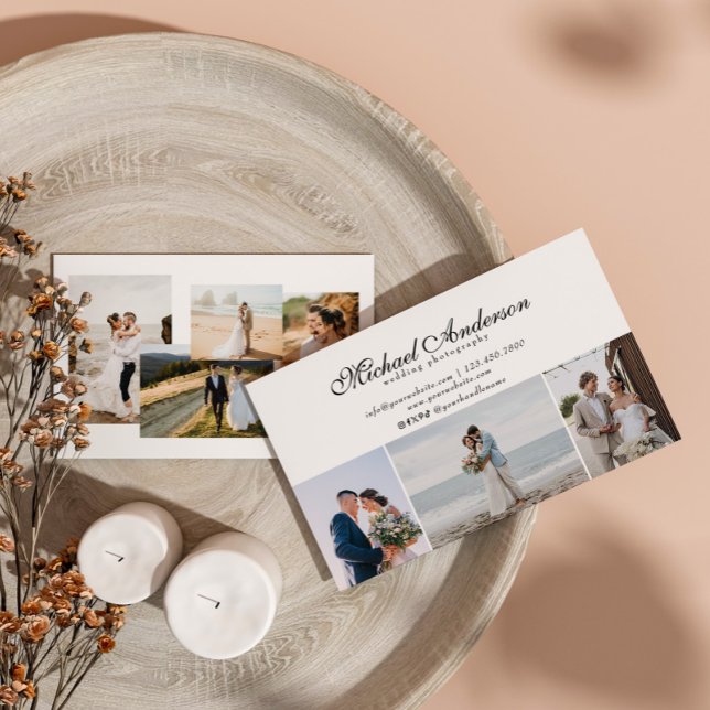 Tarjeta De Visita Fotógrafo Boda de Collage de fotos moderno (Subido por el creador)