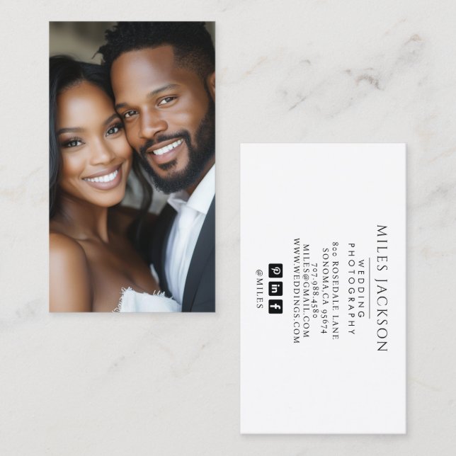 Tarjeta De Visita Fotógrafo Boda de fotografía de Novia Groom (Anverso / Reverso)