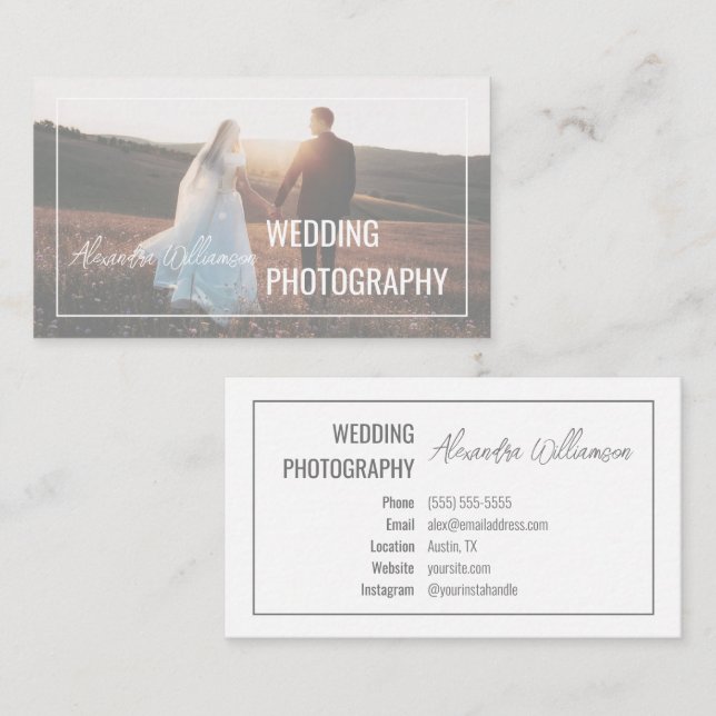 Tarjeta De Visita Fotógrafo Boda de fotografía moderno y elegante (Anverso / Reverso)