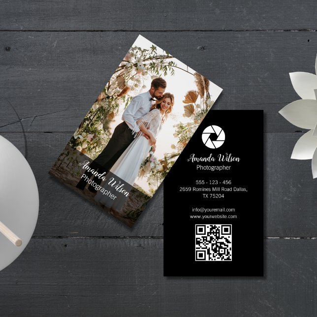 Tarjeta De Visita Fotógrafo boda Floral Foto Código QR (Subido por el creador)