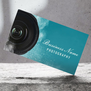 Tarjeta De Visita Fotógrafo Cámara de fotografía Verde azulada mo