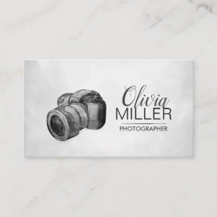 Tarjeta De Visita Fotógrafo - Cámara DSLR Sketch de acuarela Busin