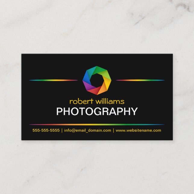 Tarjeta De Visita Fotógrafo colorido del obturador (Anverso)
