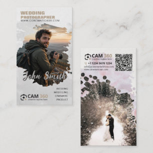 Tarjeta De Visita Fotógrafo de Acuarela Moderna Código QR Ca