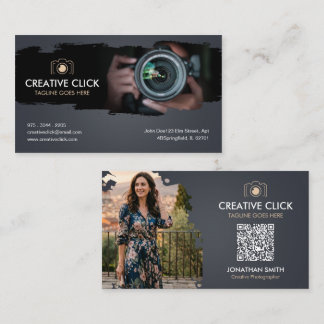 Tarjeta De Visita Fotógrafo de Acuarela Moderna Código QR Negocio Ca