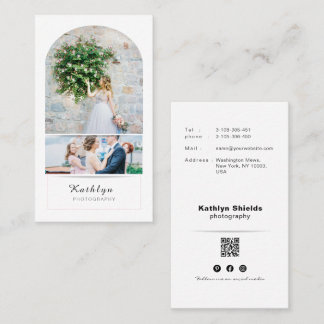 Tarjeta De Visita Fotógrafo de boda minimalista moderno Foto vertica