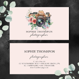 Tarjeta De Visita Fotógrafo de cámara floral