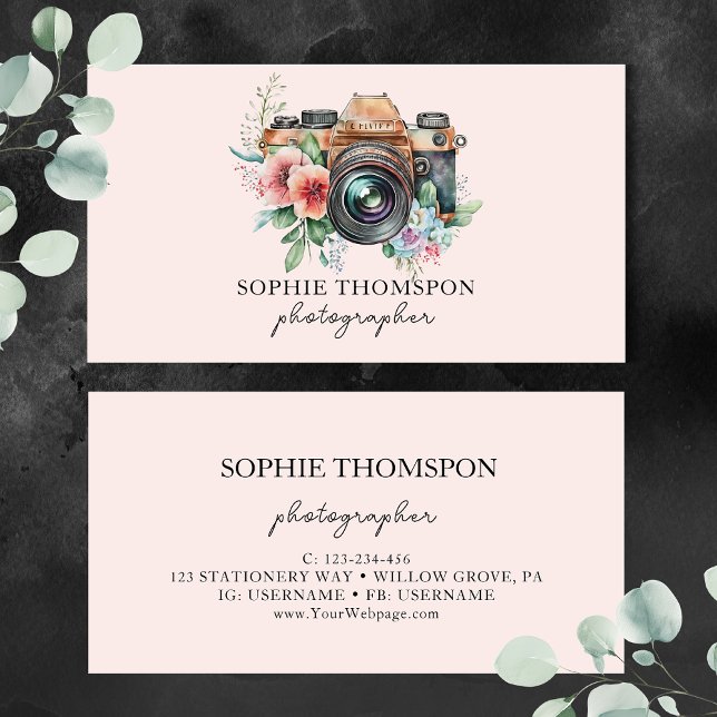 Tarjeta De Visita Fotógrafo de cámara floral (Subido por el creador)