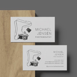 Tarjeta De Visita Fotógrafo de cámara moderna en blanco y negro
