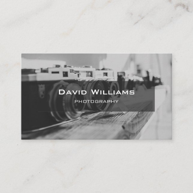 Tarjeta De Visita Fotógrafo de cámara moderna en blanco y negro (Anverso)