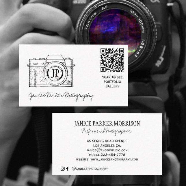 Tarjeta De Visita Fotógrafo de cámara QR CODE (Subido por el creador)