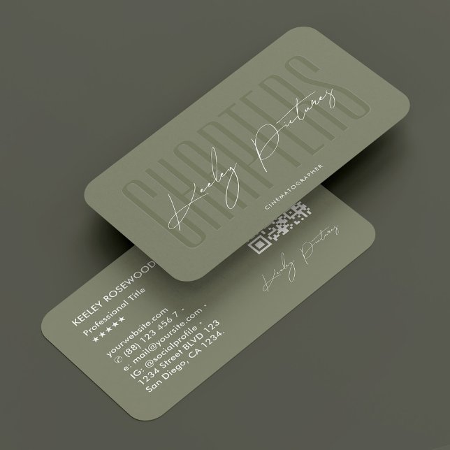 Tarjeta De Visita Fotógrafo de cine Sage Modern (Cinematographer Photographer Sage Modern Business Card
)