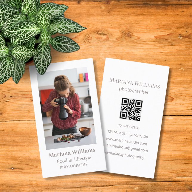 Tarjeta De Visita fotógrafo de comida y estilo de vida qr moda de fo (Subido por el creador)