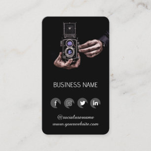 Tarjeta De Visita Fotógrafo de cosecha - Código QR de medios sociale