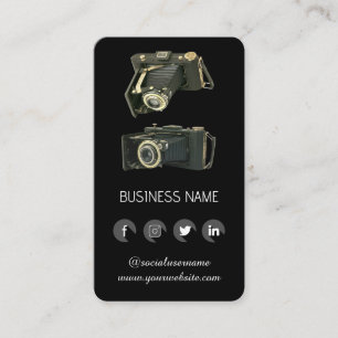Tarjeta De Visita Fotógrafo de cosecha - Código QR de medios sociale