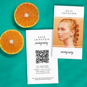 Tarjeta De Visita Fotógrafo de escritura moderna QR Código Medios so
