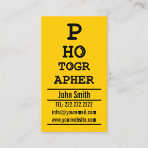 Tarjeta De Visita Fotógrafo de fotografía tipográfica creativa