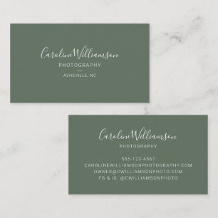Tarjeta De Visita Fotógrafo de guión verde salvia personalizado mini
