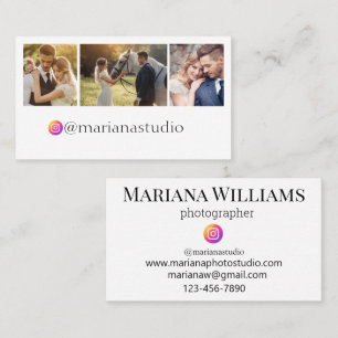Tarjeta De Visita fotógrafo de instagram 3 fotos minimalista chic