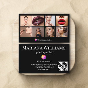 Tarjeta De Visita fotógrafo de instagram 8 collage de fotos código q