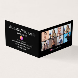 Tarjeta De Visita fotógrafo de instagram collage de 8 fotos negro ch