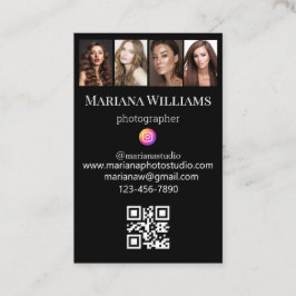 Tarjeta De Visita fotógrafo de instagram collage de fotos código qr