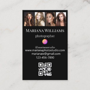 Tarjeta De Visita fotógrafo de instagram collage de fotos código qr