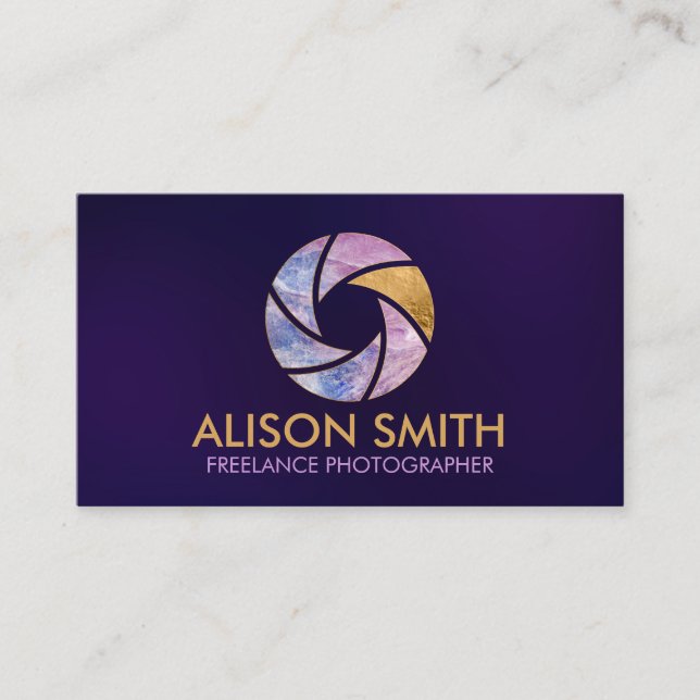 Tarjeta De Visita Fotógrafo de lujo de cámara de Shutter Busine (Anverso)