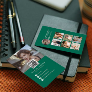 Tarjeta De Visita Fotógrafo del Collage de fotos verde esmeralda mod