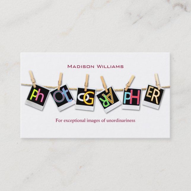Tarjeta De Visita Fotógrafo diferente único profesional (Anverso)