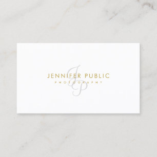 Tarjeta De Visita Fotógrafo Elegant Plain Gold Textos Monogramados