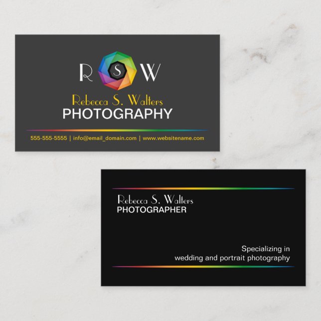 Tarjeta De Visita Fotógrafo elegante (Anverso / Reverso)