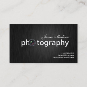 Tarjeta De Visita Fotógrafo elegante del profesional del negro y de