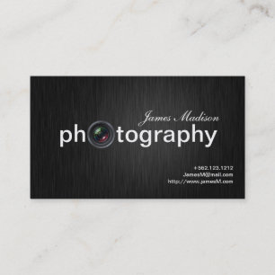 Tarjeta De Visita Fotógrafo elegante del profesional del negro y de