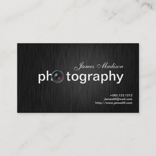 Tarjeta De Visita Fotógrafo elegante del profesional del negro y del (Anverso)