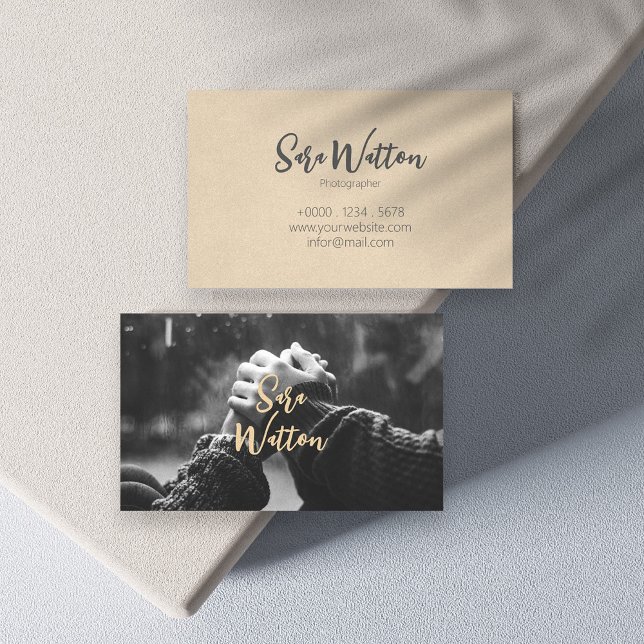 Tarjeta De Visita Fotógrafo elegante Patrón marrón de estilo simple (Subido por el creador)