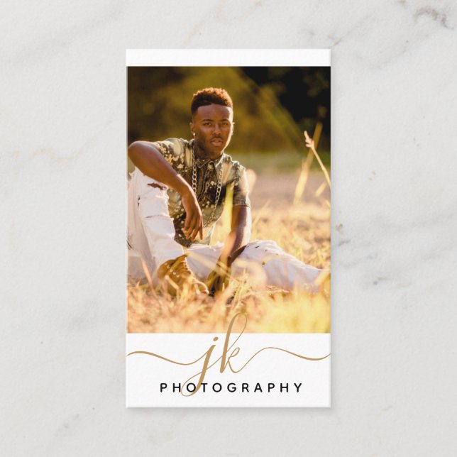 Tarjeta De Visita Fotógrafo en monograma de Iniciales de Guión Moder (Anverso)