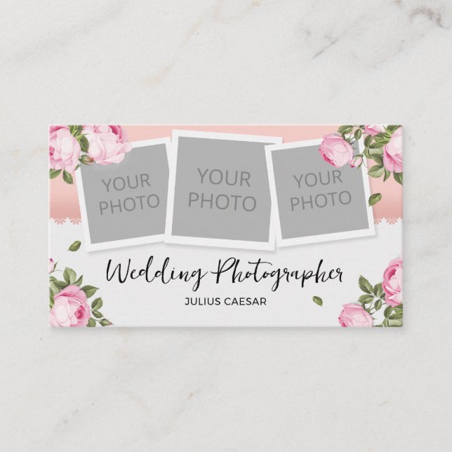Tarjeta De Visita Fotógrafo Floral Elegante de Bodas (Anverso)