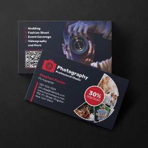 Tarjeta De Visita Fotógrafo fotográfico moderno Código QR