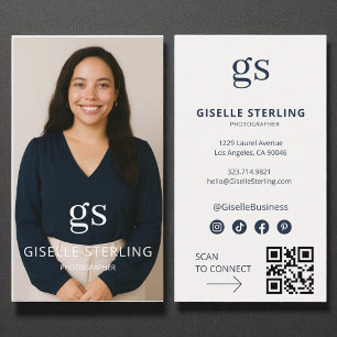 Tarjeta De Visita Fotógrafo Fotos Medios Sociales Código QR Moderno