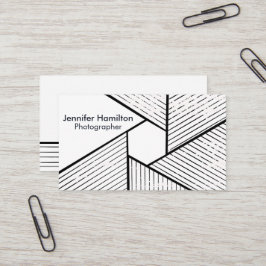 Tarjeta De Visita Fotógrafo Geométrico Abstracto en Blanco y Negro