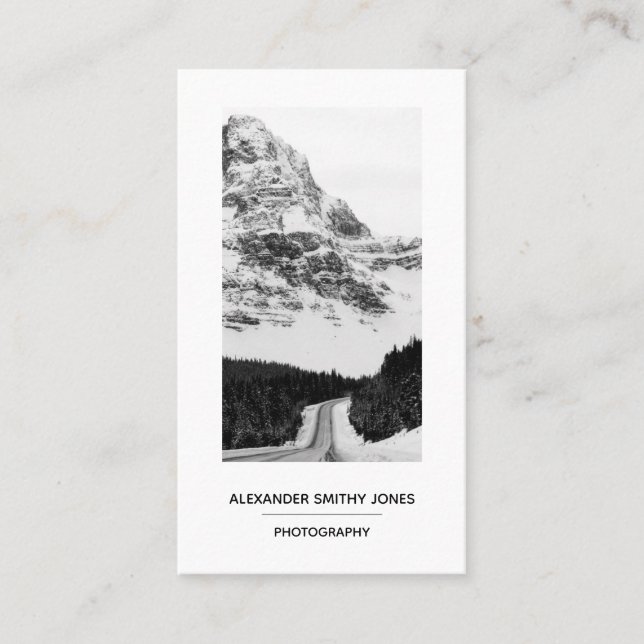 Tarjeta De Visita Fotógrafo independiente mínimo - Blanco y negro (Anverso)