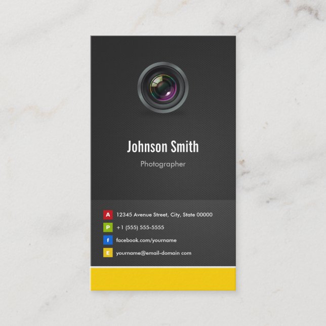 Tarjeta De Visita Fotógrafo - Innovador creativo premium (Anverso)