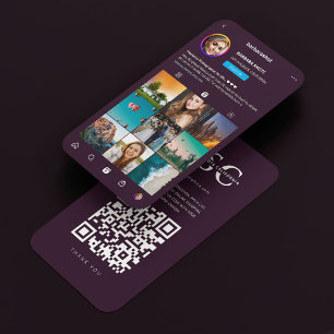 Tarjeta De Visita Fotógrafo Instagram Grid Dark Purple Moderno