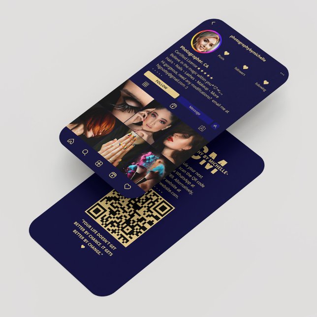 Tarjeta De Visita Fotógrafo Instagram Midnight Blue Modern (Photographer Instagram Midnight Blue Modern Business Card
)