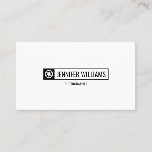 Tarjeta De Visita Fotógrafo Minimalista con el logotipo de obturador (Anverso)