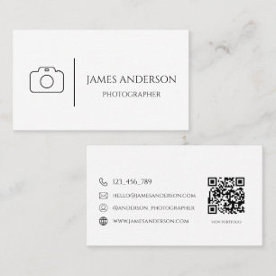 Tarjeta De Visita Fotógrafo Minimalista en Blanco y Negro