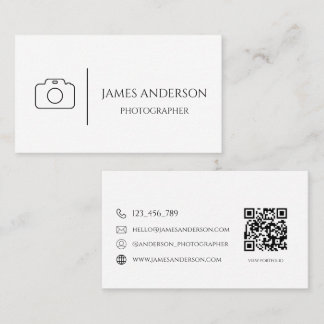Tarjeta De Visita Fotógrafo Minimalista en Blanco y Negro